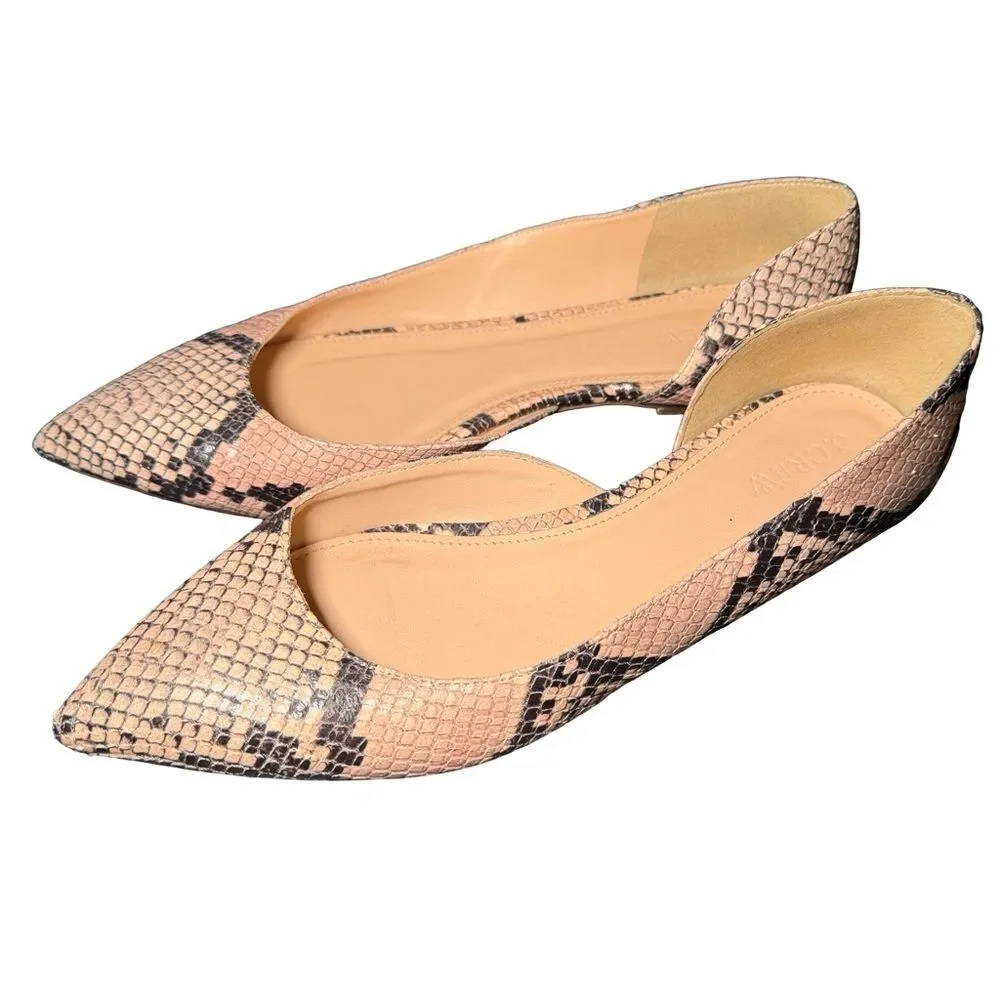 J. Crew Audrey Snake Skin D'Orsay Flats Size 10
